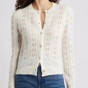 Doen Emery pointelle cardigan White NWOT